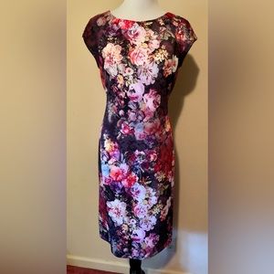 Beige by eco, sz 10. Bodycon floral midi dress